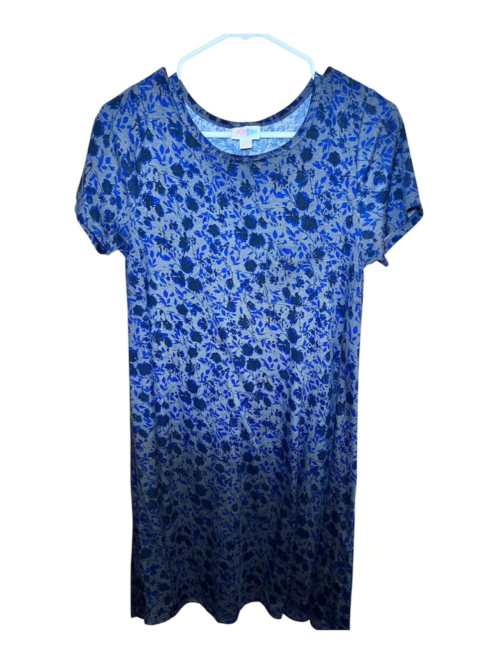 LuLaRoe Blue Floral Short Sleeve Tee Dress